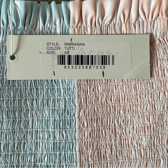 NWT Revolve X Petersyn Marianna Smocked Ruffle Tube Top In Tutti Color SZ XS - Picture 8 of 10